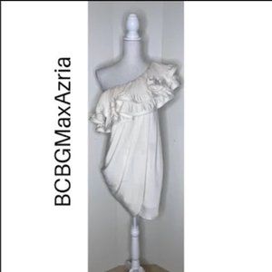 BCBG Gardenia One Shoulder Ruffle Dress